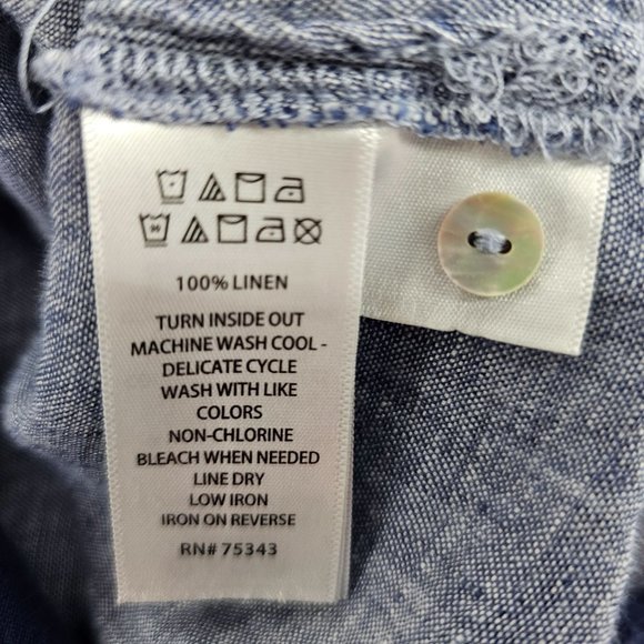 Artisan NY Womens Top Blue Linen Long Sleeve Button Shirt Tunic Sz 1X - Picture 15 of 16